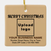 Zakelijk kerstlicht bruin vierkant keramisch ornament (Voorkant)