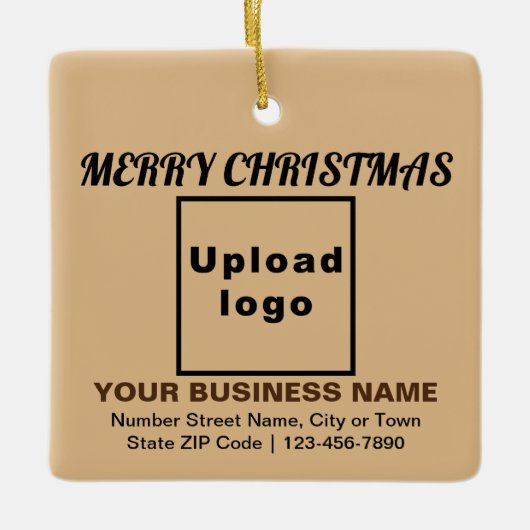 Zakelijk kerstlicht bruin vierkant keramisch ornament (Voorkant)