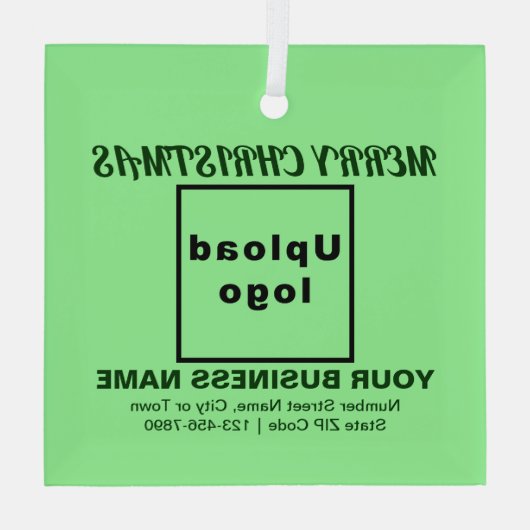 Zakelijk kerstlicht groen vierkant glas ornament (Achterkant)