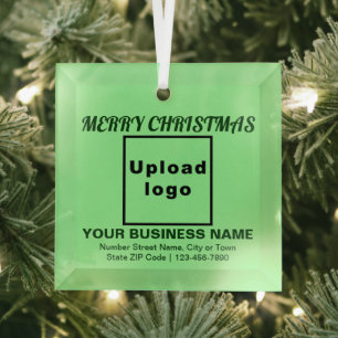 Zakelijk kerstlicht groen vierkant glas ornament