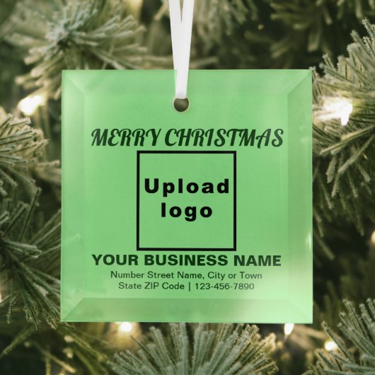 Zakelijk kerstlicht groen vierkant glas ornament (Insitu)