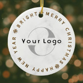 Zakelijk logo Bedrijf merk Christmas Simple gold Keramisch Ornament