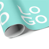 Zakelijk logo bedrijf of onderneming turkoois cadeaupapier (Rol Hoek)