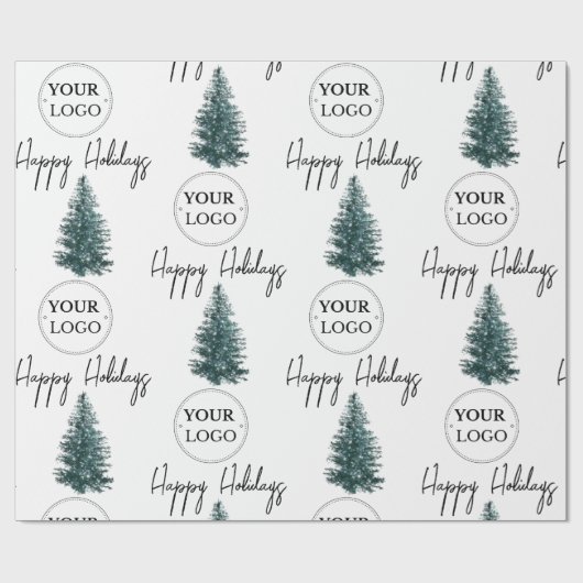 Zakelijk Logo Bedrijfs Promotie Kerstboom Cadeaupapier (Vlak)