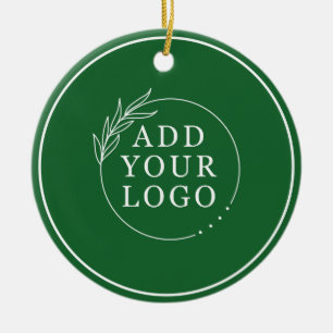 Zakelijk logo bedrijfsnaam vrolijk kerstfeest groe keramisch ornament