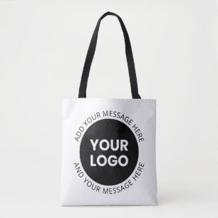 Zakelijk logo & bewerkbare tekst Wit & Zwart Draagtas