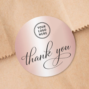 Zakelijk Logo Elegant Roze Goud Bedankt Ronde Sticker