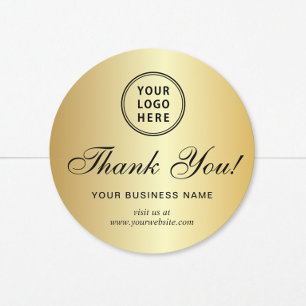 Zakelijk Logo Elegant Schrift Goud Bedankt Ronde Sticker