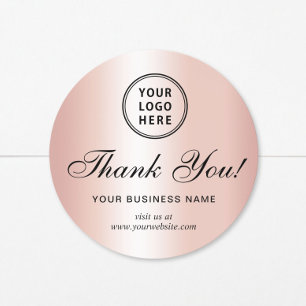 Zakelijk logo Elegant schrifttype Rose goud Bedank Ronde Sticker