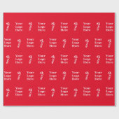 Zakelijk logo en Kerstmis rode witte pepernootstok Cadeaupapier (Vlak)