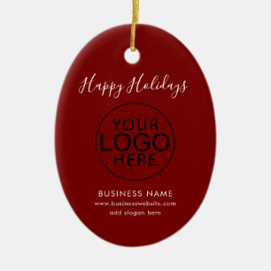 Zakelijk logo en QR-code script Feestelijke kerst Keramisch Ornament