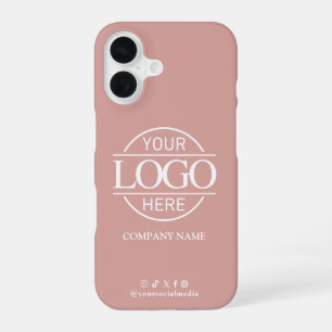 Zakelijk logo en roze promotie op sociale media iPhone 16 hoesje