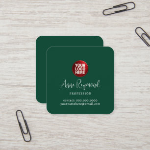 Zakelijk logo en scriptnaam groen vierkante visitekaartje
