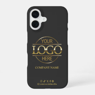 Zakelijk logo en sociale media grijs goud promotie iPhone 16 hoesje