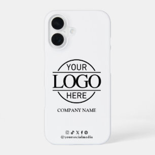Zakelijk logo en sociale media witte promotie iPhone 16 hoesje