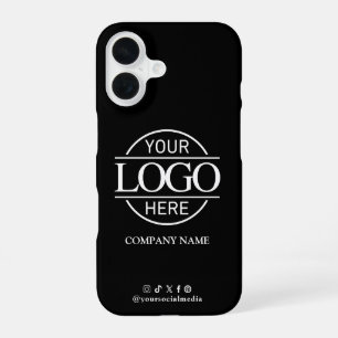 Zakelijk logo en sociale media zwarte promotie iPhone 16 hoesje