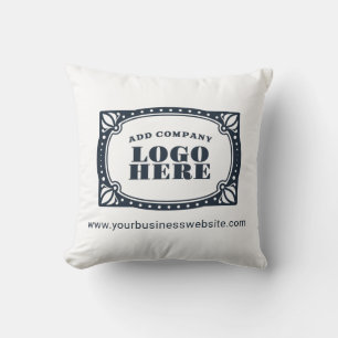 Zakelijk logo en website-adres van slogan toevoege kussen