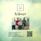 Zakelijk logo foto welkom openingsuren QR-code Raamsticker (Vel 3)