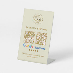 Zakelijk logo Google & Facebook beoordelingen QR-c Reclamebord Met Voetstuk