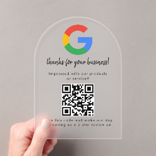 Zakelijk logo Google Reviews website scan Acryl Uitnodigingen