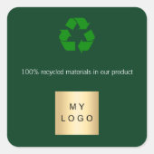Zakelijk logo groen recyclingsymbool product vierkante sticker (Voorkant)