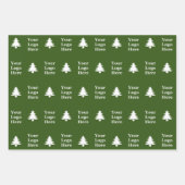 Zakelijk logo groene witte kerstbomen patroon inpakpapier vel (Voorkant)
