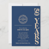 Zakelijk Logo Jubileum Navy Blue Kaart (Voorkant)