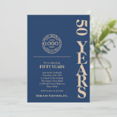 Zakelijk Logo Jubileum Navy Blue Kaart (Staand voorkant)