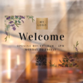 Zakelijk logo lavendel welkom openings QR-code Raamsticker (Vel 2)