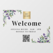 Zakelijk logo lavendel welkom openings QR-code Raamsticker (Vel)