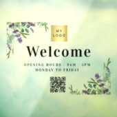 Zakelijk logo lavendel welkom openings QR-code Raamsticker (Vel 3)