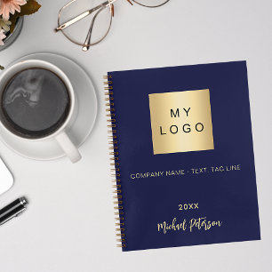 Zakelijk logo marineblauw goud elegant monogram notitieboek