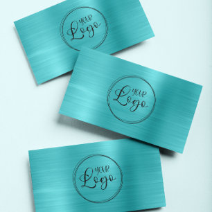 Zakelijk Logo Nep Turquoise Blauwe Ombre Folie Visitekaartje