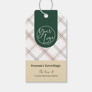 Zakelijk logo neutrale plaid tijdloze feestdagen cadeaulabel