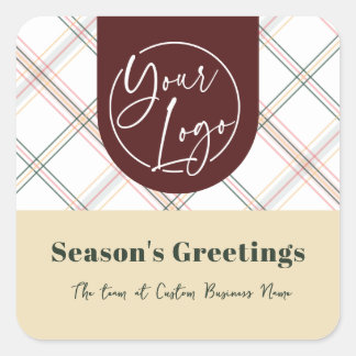 Zakelijk logo neutrale ruit bedrijf kerstcadeau vierkante sticker