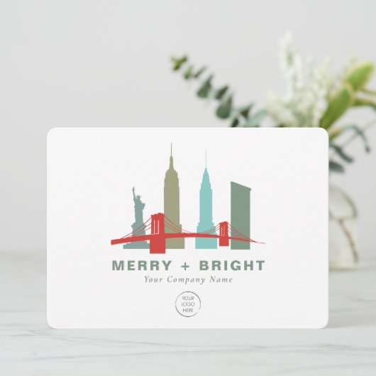 Zakelijk logo New York City Silhouette, Gebouw Feestdagenkaart (Staand voorkant)