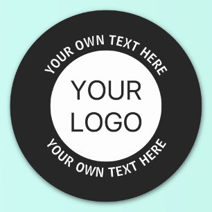 Zakelijk logo of elke afbeelding & bewerkbare teks ronde sticker