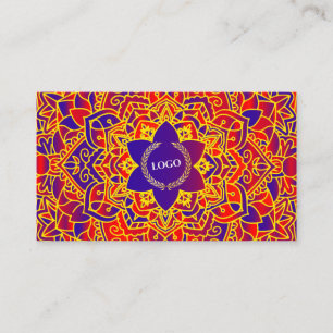 Zakelijk Logo Paarse Sinaasappel Mandala Visitekaartje