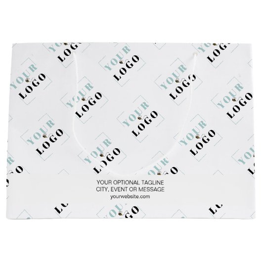 Zakelijk Logo-patroon met aangepaste promotietekst Groot Cadeauzakje (Voorkant)