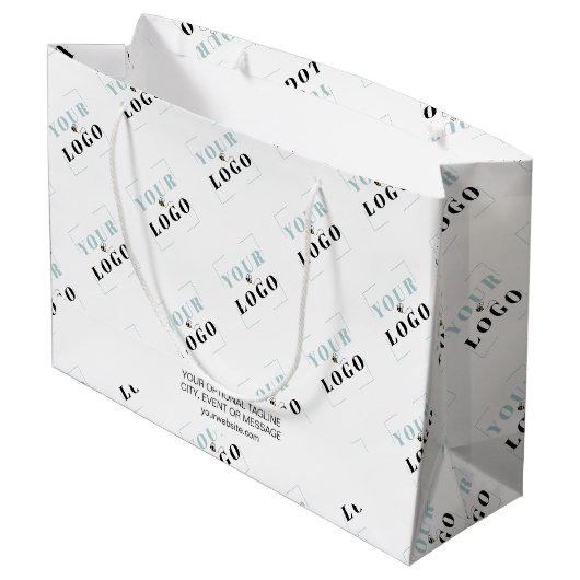 Zakelijk Logo-patroon met aangepaste promotietekst Groot Cadeauzakje (Achterkant Gekanteld)