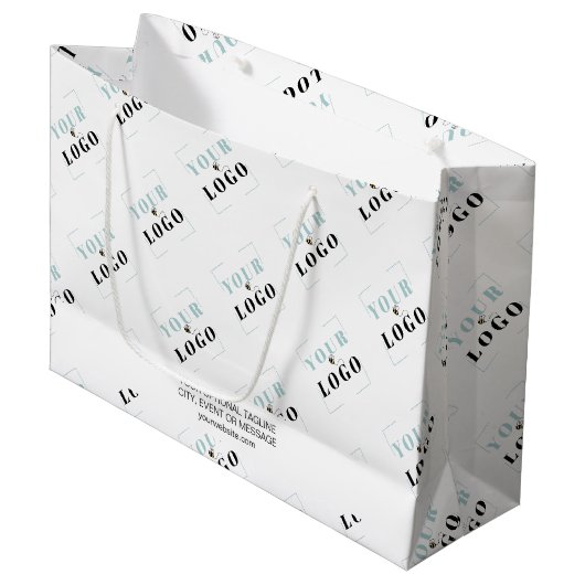Zakelijk Logo-patroon met aangepaste promotietekst Groot Cadeauzakje (Voorkant Gekanteld)