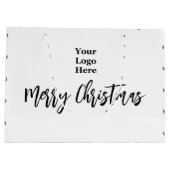 Zakelijk logo Prettig kerstfeest script zwart & wi Groot Cadeauzakje (Achterkant)