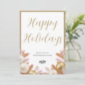 Zakelijk logo Prettige Feestdagen Eenvoudig Elegan Feestdagenkaart (Staand voorkant)