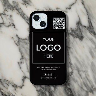 Zakelijk logo QR-code branding zwart iPhone hoesje iPhone 15 Hoesje