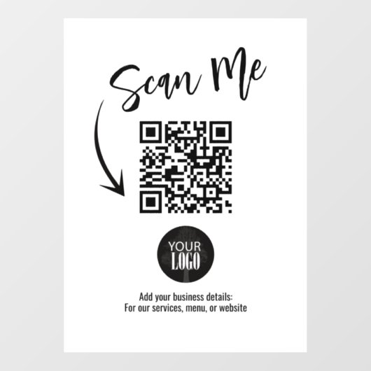 Zakelijk Logo QR Code Eenvoudig Raamsticker (Vel)