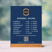 Zakelijk Logo QR Code Moderne Openingsuren Acryl Bord (Neutraal)