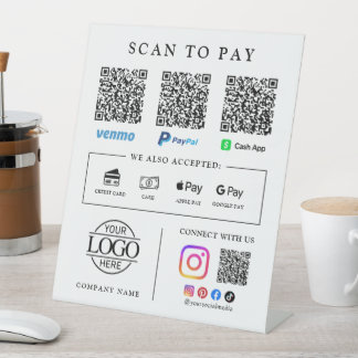 Zakelijk logo QR-code scan om tabelbord te betalen Reclamebord Met Voetstuk