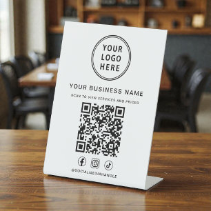 Zakelijk Logo QR Code Social Media Reclamebord Met Voetstuk