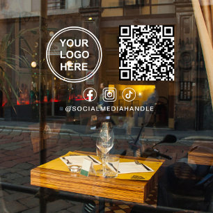 Zakelijk Logo QR Code Sociale Media Horizontaal Raamsticker