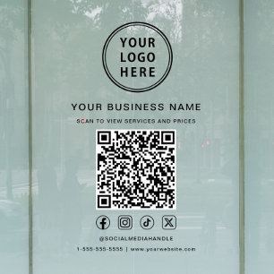 Zakelijk Logo QR-code Sociale Media Raamsticker